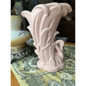 Vintage McCoy Pink Swan Planter 9" Tall Matte Pottery Vase MCM USA 1940s 1950s